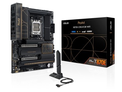 Asus ProArt X870E-CREATOR WIFI, AMD Socket AM5, ATX, 4xDDR5, 4xPCI Express, 4xM.2 + SATA3 RAID, HDMI/2xUSB4, 10GbE+2.5GbE LAN, WiFi 7, Bluetooth 5.4, Aura Sync RGB