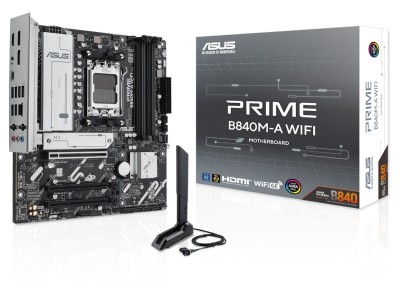 Asus PRIME B840M-A WIFI , AMD AM5, MicroATX, 4xDDR5, PCI Express, 3xM.2 + SATA3 RAID, HDMI/2xDP, USB-C, 2.5Gbe LAN, WiFi 6E, Bluetooth 5.3, Aura Sync RGB#1