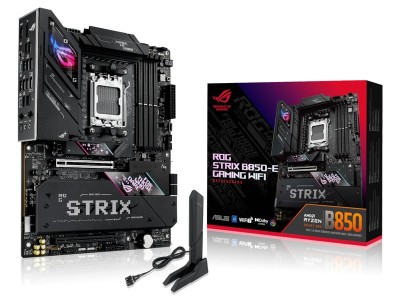 Asus ROG STRIX B850-E GAMING WIFI, AMD AM5, ATX, 4xDDR5, 3xPCI Express, 5xM.2 + SATA3 RAID, HDMI/DP/USB4, USB-C, 5Gbe LAN, ROG SupremeFX 7.1 ljud, WiFi 7, Bluetooth 5.4, Aura Sync RGB#1