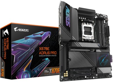 Gigabyte X870E AORUS PRO, AMD AM5, 3xPCI Express, ATX, 4xDDR5, 4xM.2 + SATA3 RAID, HDMI, 2xUSB-C/DP, 2.5Gbe LAN, WiFi 7, Bluetooth 5.3, RGB Fusion