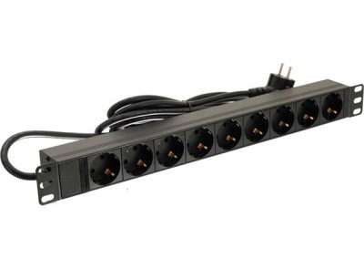 Ellist 9 uttag 19" 3,0 m kabel inkl. petskydd