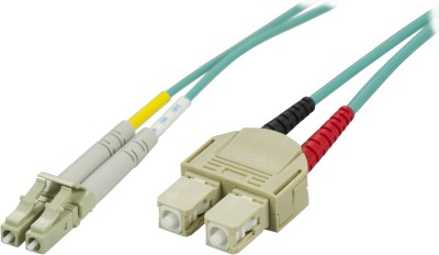 DELTACO OM3 fiberkabel 2m, LC - SC, duplex, UPC, 50/125, blå