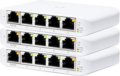 Ubiquiti Networks UniFi Flex Mini, 5-port Gigabit, passive PoE, strömförsörjd via POE 802.3af/at, 3-pack