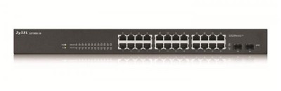 ZyXEL GS1900-24, 24-port Gigabit, 2 SFP, L2 Smart Switch, rackmonterad, fläktlös