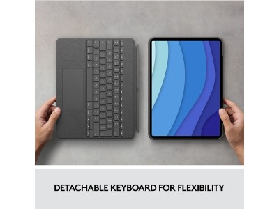 Logitech Combo Touch till iPad 12.9" (5/6:e generation), bakgrundsbelyst, nordiskt - Grå#5