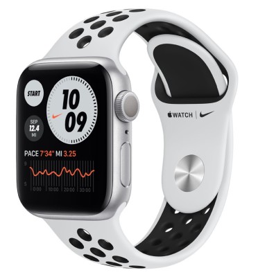 Apple Watch Nike Series 6 GPS, 40mm Silver Aluminium Case with Pure Platinum/Black Nike Sport Band - Regular