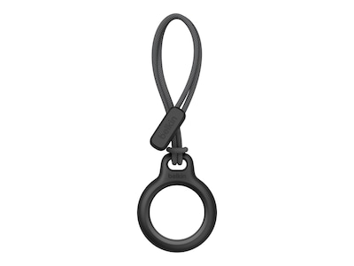 Hållare för AirTag, med låsbar rem - svart Gummibelagd, solid, tål stötar och skyddar mot repor
