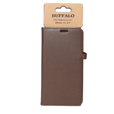 Plånboksfodral BUFFALO iPhone 12 Pro Max, 2-in-1 magnetskal - Brun#1