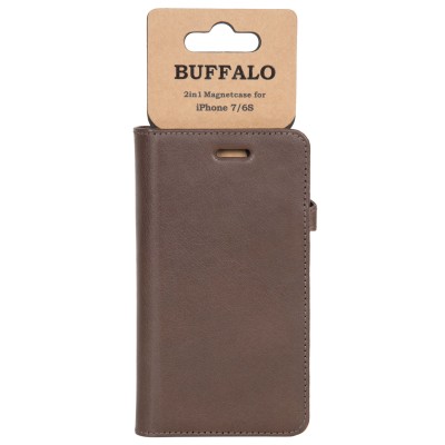 Plånboksfodral BUFFALO iPhone 6/7/8/SE(2020), 2-in-1 magnetskal - Brun#1