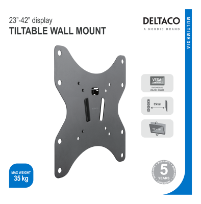 DELTACO, tilt wall, 23"-42", 35kg, 75x75-200x200#4