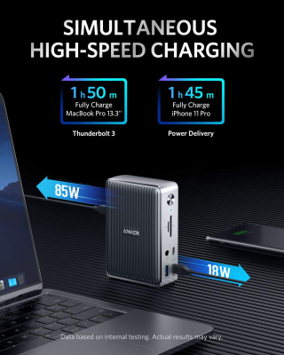 Anker 577 Thunderbolt-dockningsstation (13-i-1, Thunderbolt 3) för Thunderbolt-laptops, 85 W laddningseffekt för bärbar dator, 18 W för smartphone, 10 Gbps USB-C-data, 4K HDMI, Ethernet, ljud, USB-A generation 1#4