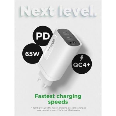 GP Batteries GaN Wall Charger USB-C PD 65W, 2xUSB-C+1xUSB-A#5