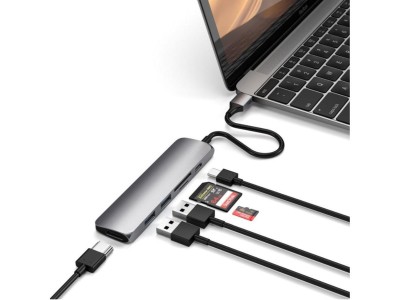 Satechi Slim USB-C MultiPort Adapter V2 Spacegrey, 4K HDMI, 2 x USB3.0, SD/MicroSD, USB-C#3