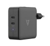 AC-adapter V7 GaN USB-C PD 65W, 2xUSB-C, inkl. EU/UK/US nätkontakter