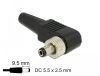 Delock Anslutning DC 5,5 x 2,5 mm med 9,5 mm lång hane vinklad#1