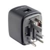 Samsonite OnTravel reseadapter för olika uttag, ojordad, USB-port för laddning av enheter, 3A säkring - Mörkgrå#1