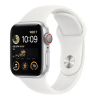 Apple Watch SE GPS + Cellular, 40mm Silver Aluminiumboett med Vit Sportband