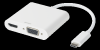 DELTACO USB-C dockningsstation, HDMI/VGA/USB-C, 100W USB-C PD 3.0, vit#1